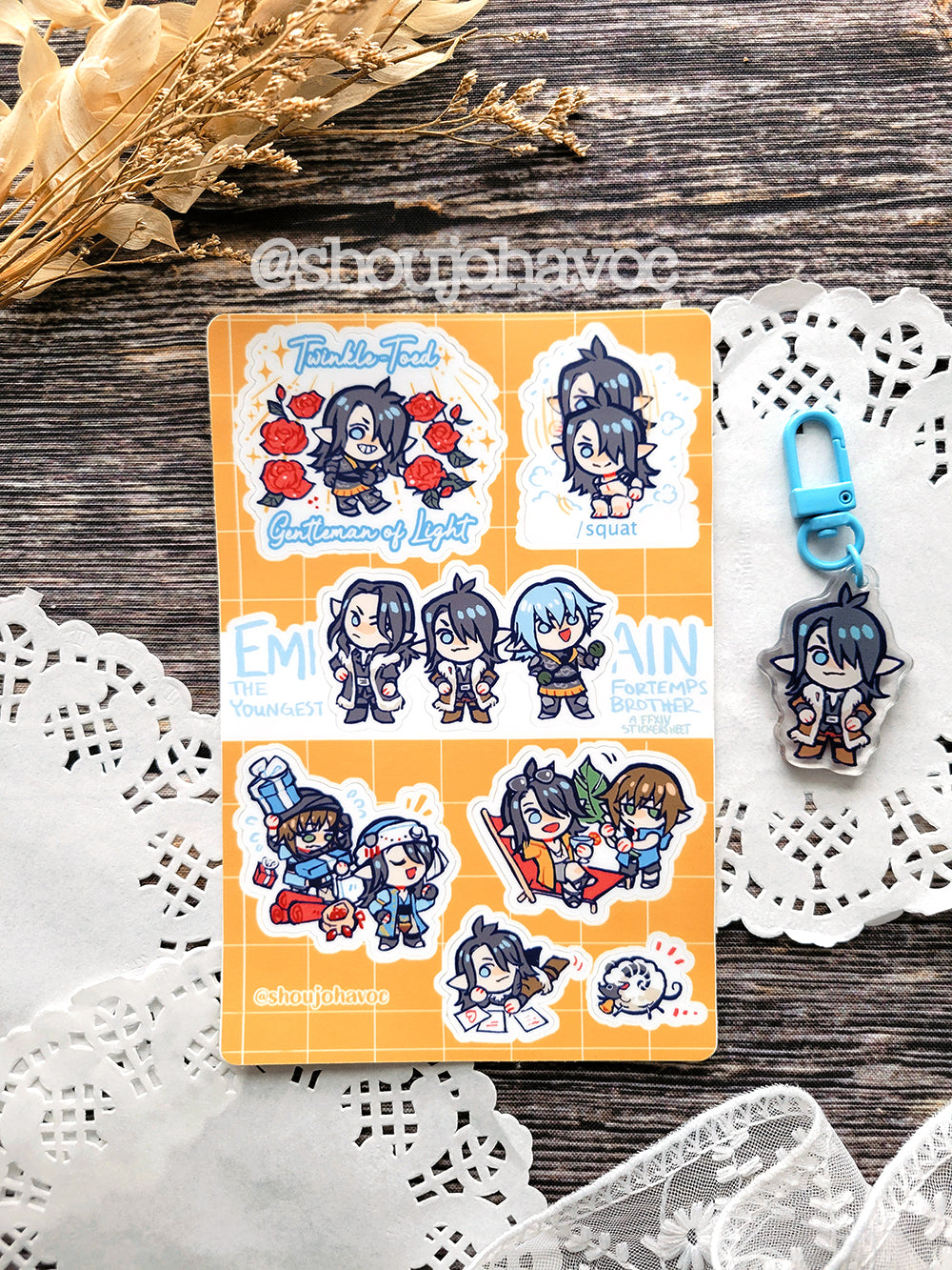 FFXIV Emmanellain BUNDLE Sticker Sheet and Charm