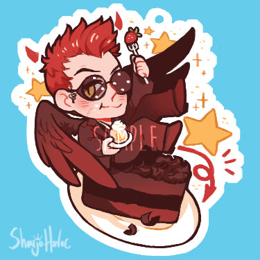 Good Omens Cake Keychains