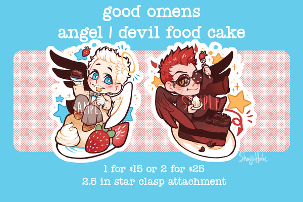 Good Omens Cake Keychains