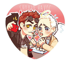 Good Omens Sushi Date Heart Button