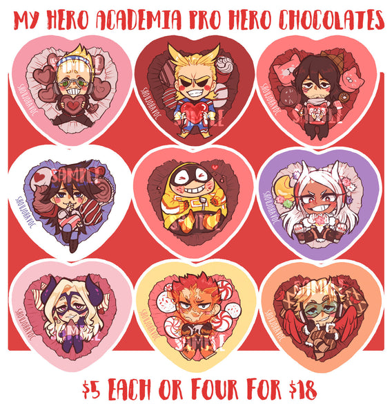 Heartshaped My Hero Academia Pro Hero Buttons